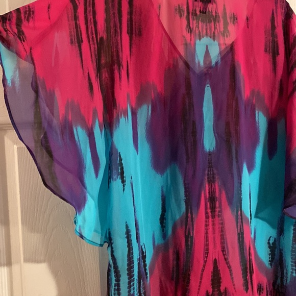 Nicole by Nicole Miller Large Multi-Color Sheer Polyester Blouse - Picture 3 of 4